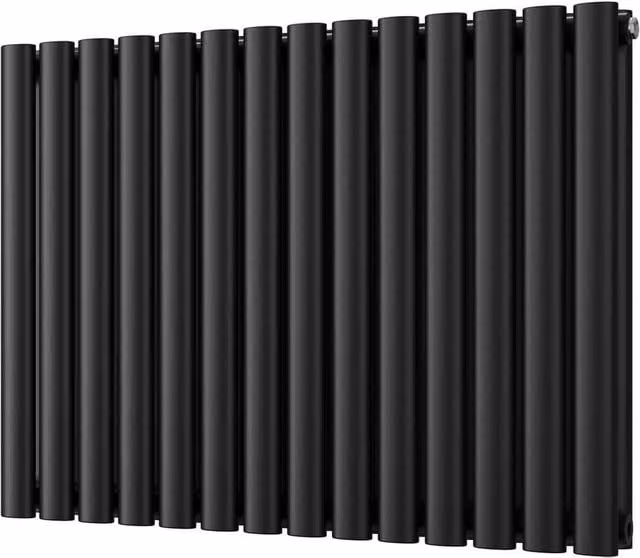 Omeara Black Elliptical Tube Horizontal Designer Radiator, W: 81.2 cm, H: 60 cm