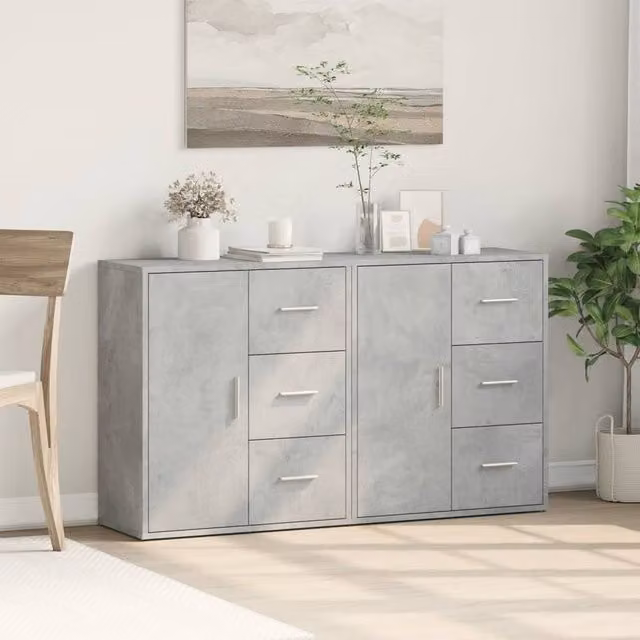 Berkfield Home Set of 2 Concrete Grey Sideboards in Engineered Wood W/D/H: 60 x 31 x 70 cm – 1