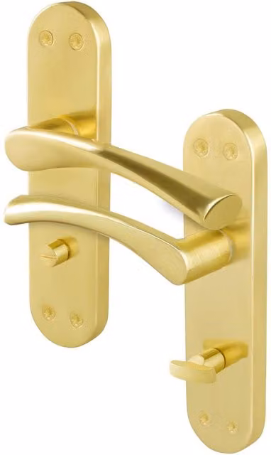 AFIT Satin Brass Twist Bathroom Door Handle with Backplate, Gold, 1 Pair, W/D/H: 15.0 x 15.0 x 15.0 cm – 1