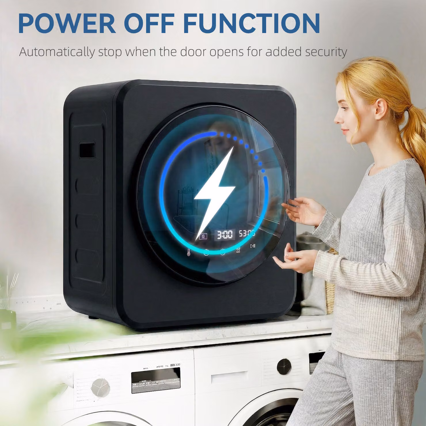 HOMCOM 4 kg Vented Front Loader Compact Freestanding Tumble Dryer with Stainless Steel Tub, Black – 7
