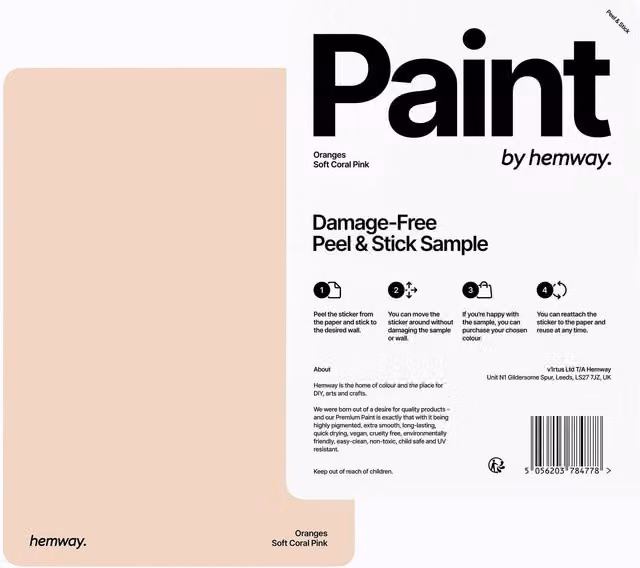 Hemway Chalk Based Furniture Paint A5 Sample in Soft Coral Pink