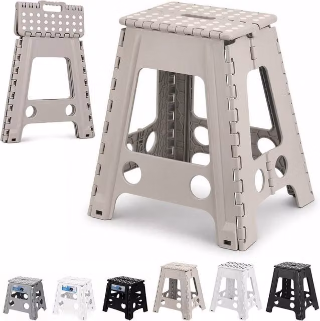 Neel Blue Anti-Skid Folding Step Stool in Light Grey