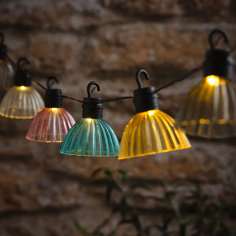 Lustre Pastel Solar LED Fairy Lights in Multicolour with Warm White Light