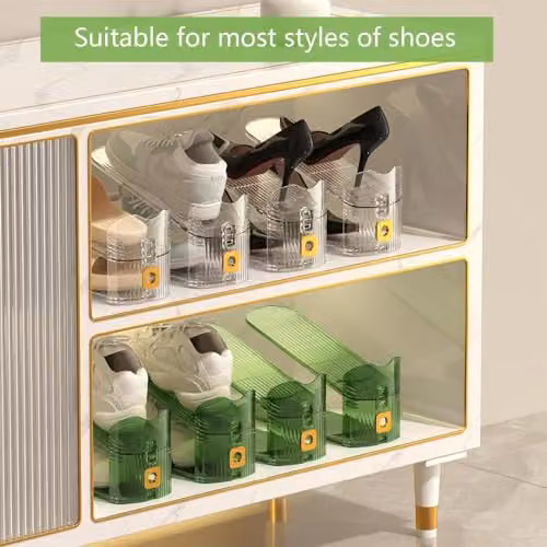 Hygrad Pack of 12 Black Acrylic Shoe Slot Organisers, W/D/H: 25.4 x 9.5 x 7.0 cm – 6