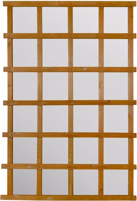 MirrorOutlet The Trellis Garden Wall Mirror, Orange, Rectangular Geometric Wood and Glass Design, Height: 119.5 cm