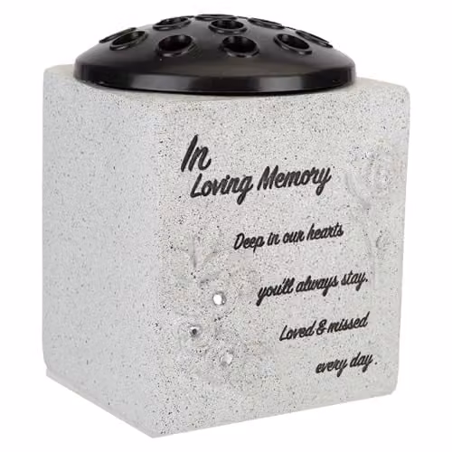 VFM e-Store Memorial Condolence Flower Pot Ornament, Grey, W/D/H: 14 x 13.5 x 13.5 cm – 1