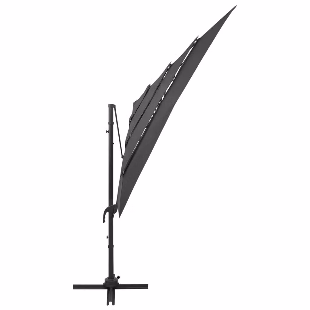 Berkfield Home 4-Tier Anthracite and Black Parasol with Aluminium Pole, W: 250 cm x D: 250 cm – 2