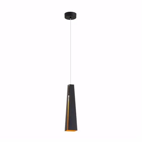 Netlighting Pluma LED Suspended Pendant Light in Black and Gold/Brass with Bulb Included – 1