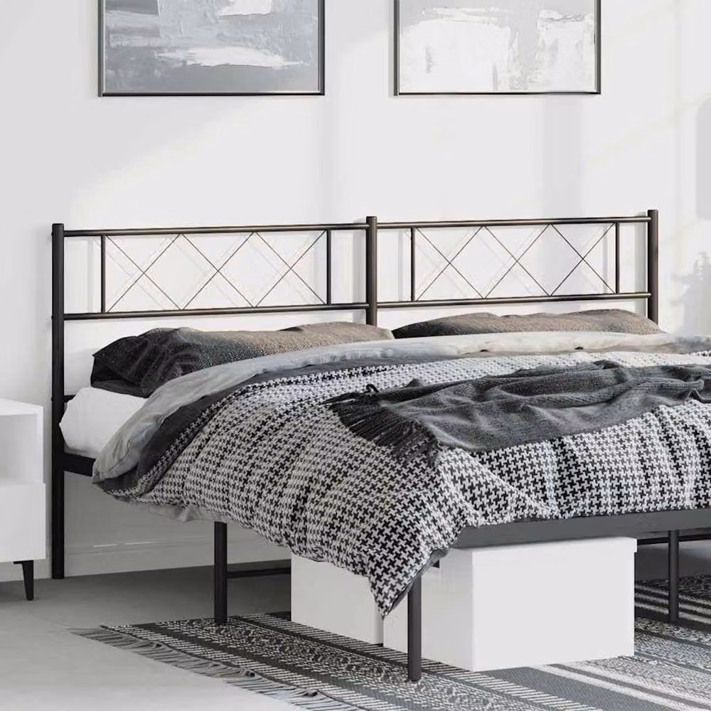 Berkfield Home Classic Metal Headboard in Black, Width: 193 cm – 2