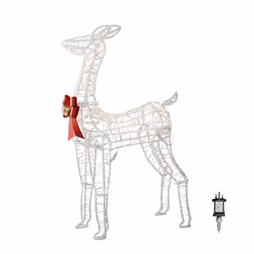 Samuel Alexander Light up Acrylic Christmas Deer Decoration with Red Bow and 880 Warm White LEDs, Height: 124 cm – 4
