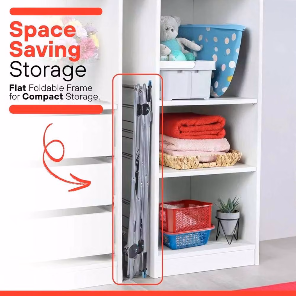KORVIXA 3 Tier Foldable Clothes Drying Rack in Silver – 4
