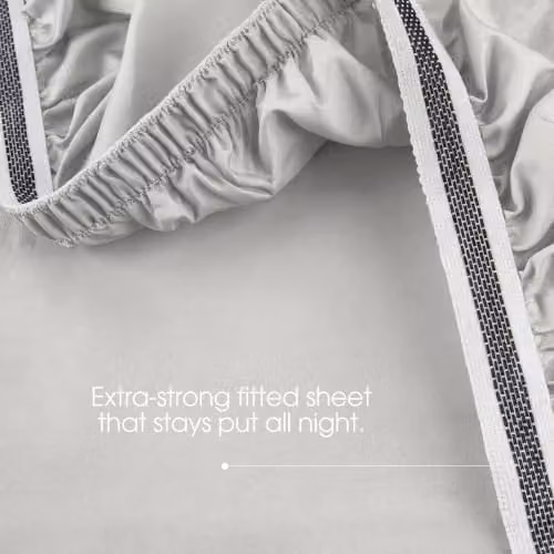 Bedable Grey Mako Satin Cotton Deep Fitted Sheet, 460 Thread Count, W/D/H: 200 x 180 x 36 cm – 2