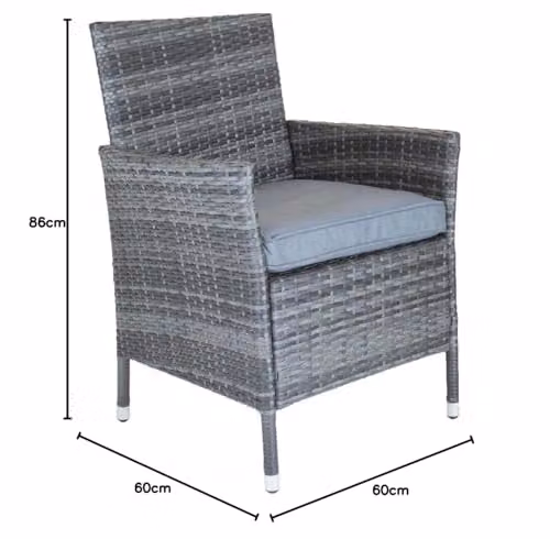 Charles Bentley Pair of Grey Rattan Dining Chairs W/D/H: 60 x 60 x 86 cm – 6
