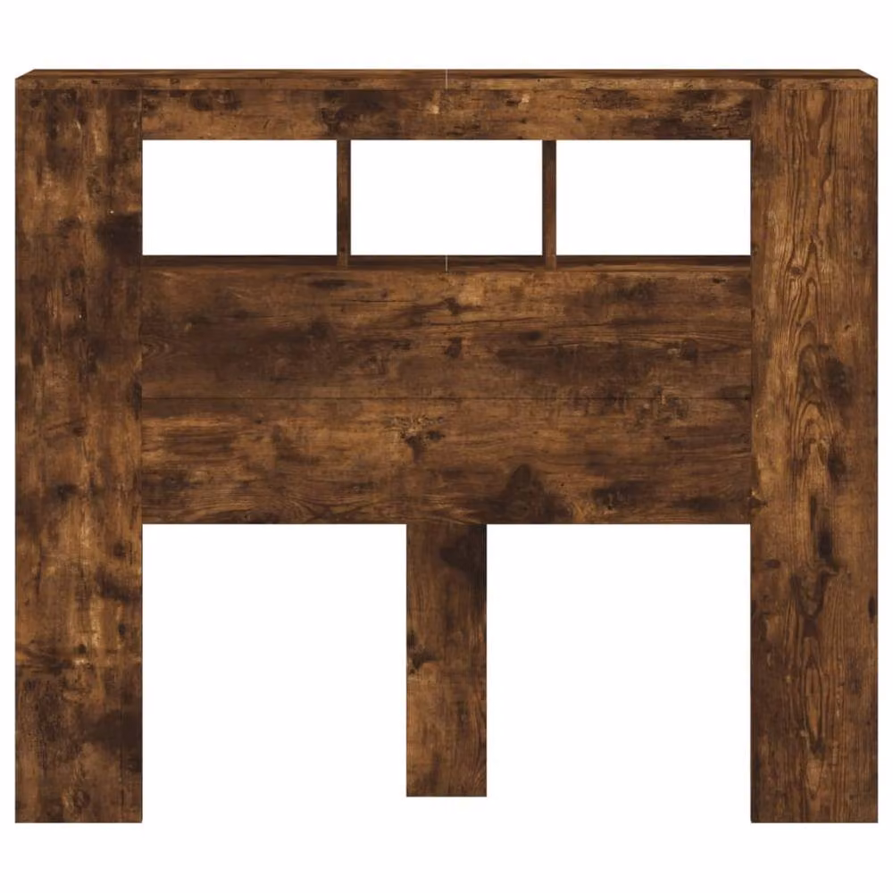 Berkfield Home LED Headboard in Smoked Oak Brown with Integrated Lighting and Shelf, W: 120 cm, D: 18.5 cm, H: 103.5 cm – 5