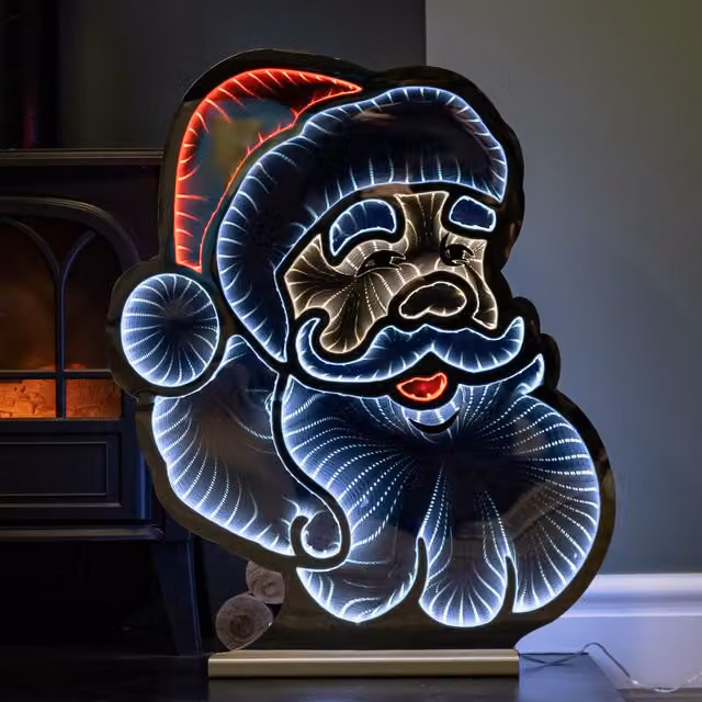 Samuel ALEXANDER 60cm Light up Santa's Face Infinity Christmas Decoration with Red and White LEDs – 1