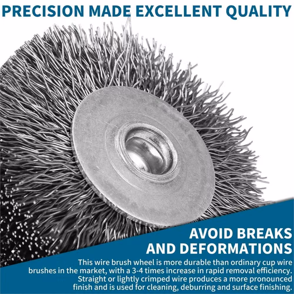 Nordara 2-Piece Stainless Steel Wire Wheel Brush Set for Angle Grinders and Die Grinders, Grey/Silver, Diameter: 5.08 cm, Shank: 0.635 cm – 4