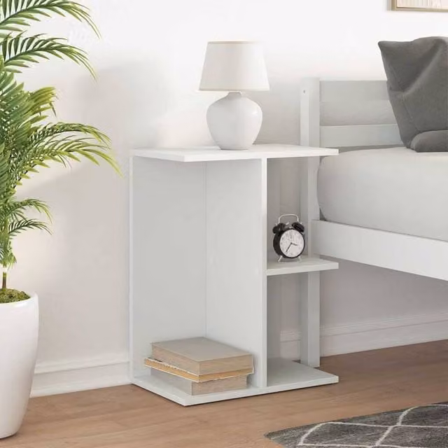 Berkfield Home Elegant Bedside Table in White, W: 46.5 cm, D: 29 cm, H: 61 cm