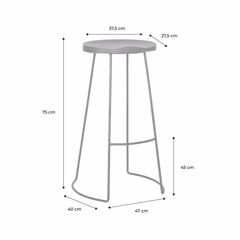 sweeek Pair of Industrial Mango Wood and Metal Bar Stools in Light Brown and Black – 2