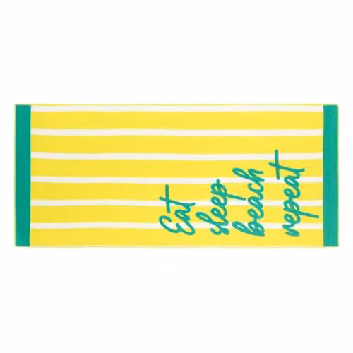 OHS Eat Sleep Beach Microfibre Quick Dry Beach Towel, Yellow, W: 71 cm, L: 152 cm – 2