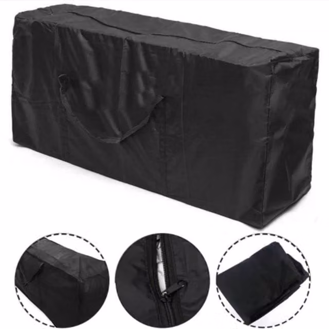 KORVIXA Zipped Garden Furniture Cushion Storage Bag in Black, 100 cm