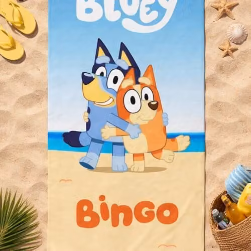 Dreamtex Bluey & Bingo Multicolour Quick Drying Cotton Kids Beach Towel W/H: 140 x 70 cm – 1