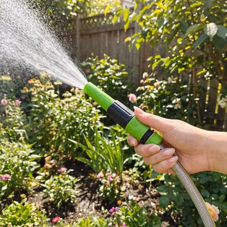 FLAVORA Garden Hose Connector Set with Flow Control Nozzle in Green, 1/2 inch, 100 g