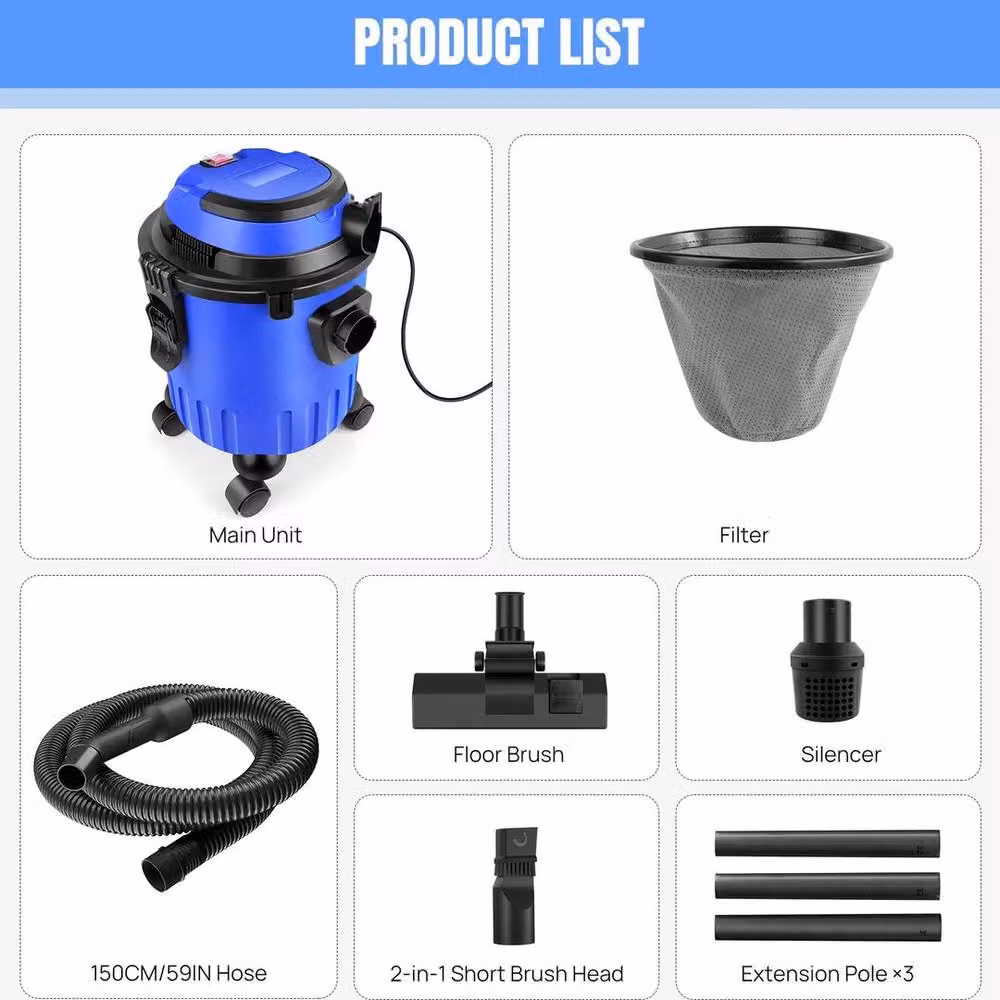 EONLION 5000W Wet and Dry Vacuum Cleaner with Blow Function and Pet Hair Suction, Blue, H 100 cm x W 100 cm x D 15 cm – 3