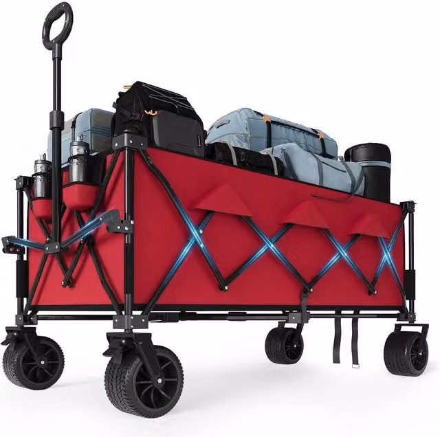 KORVIXA Extra Large Heavy Duty Foldable Wagon in Red