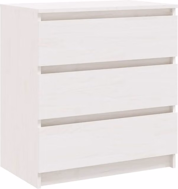 Berkfield Home White Solid Pinewood Bedside Cabinet W: 60 cm, D: 36 cm, H: 64 cm