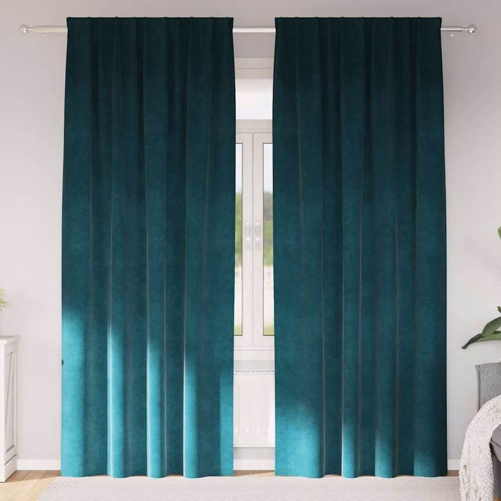 Berkfield Home Elegant Blackout Velvet Curtains with Top Tape, 2 Pack, Petrol Green – 2