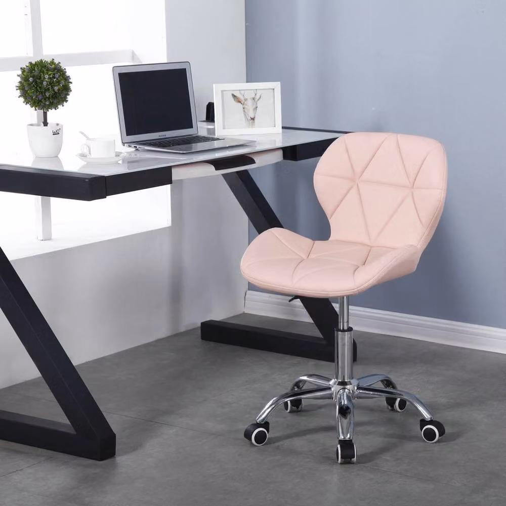 VOGREX Pink Synthetic Leather Swivel Task Chair for Home Office – 2