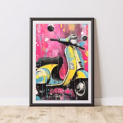60 Second Makeover Scooter Pop Art Paper Poster, Multicolour, A3
