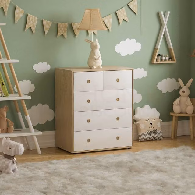 HD Designs Neptune 5 Drawer Chest of Drawers for Childrens Bedrooms in White
