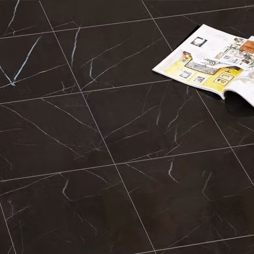 Gr8 Home Self Adhesive Marble Effect PVC Floor Tiles, Black, 3.34 m²