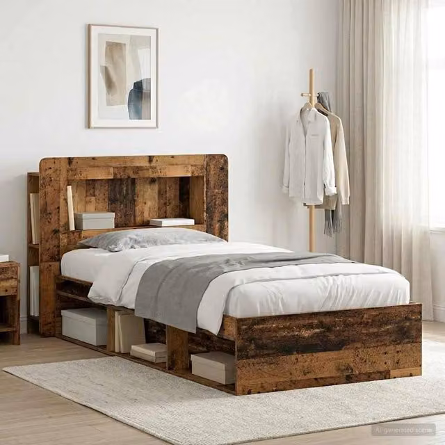 Berkfield Home Modern Bed Frame with Storage Drawers in Brown, W/D/H: 90 x 190 cm