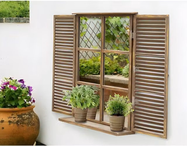 Primrose Country Slatted Shutter Design Glass Mirror in Silver