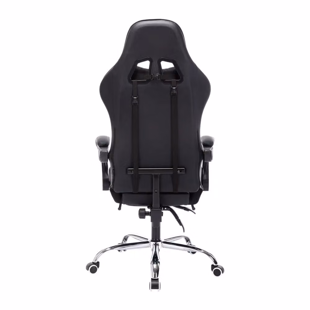Neo Synthetic Leather Gaming Racing Recliner Chair with Footrest and Headrest in Black – 3