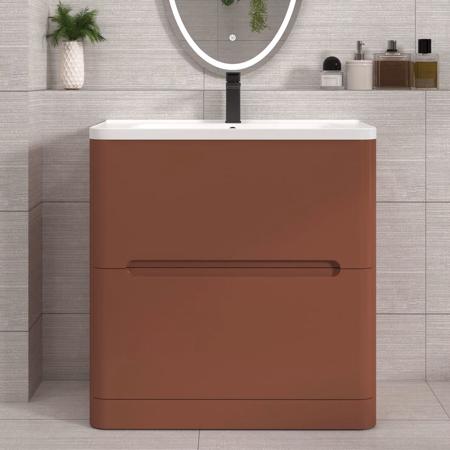Royal Bathrooms Venice 800mm Terracotta Clay Floor Standing Vanity Unit with 2 Drawers and Ceramic Basin
