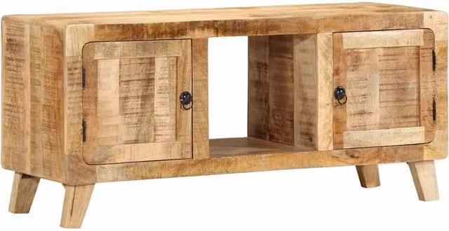 Berkfield Home TV Cabinet in Brown Solid Rough Mango Wood, W/D/H: 105 x 46 x 32 cm