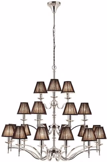 Interiors 1900 Stanford 21 Light Multi Arm Chandelier in Polished Nickel Plate Finish with E14 Bulbs, Diameter: 108 cm