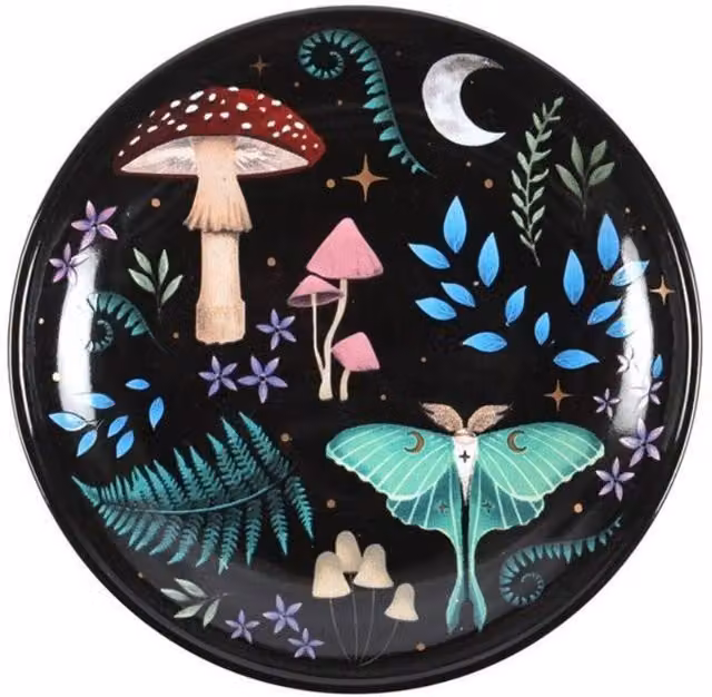 Something Different Wholesale Nocturnal Landscape Round Floral Trinket Dish in Multicolour, Gold and Black, Diameter: 18.0 cm – 4