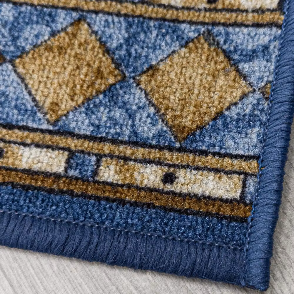 runrug Cheops Blue Non-Slip Hardwearing Hallway Runner Rug W: 66 cm, L: 420 cm – 4