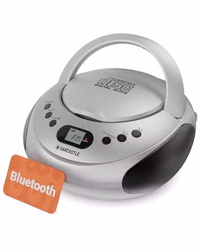Oakcastle Silver Portable Bluetooth CD Boombox with FM Radio