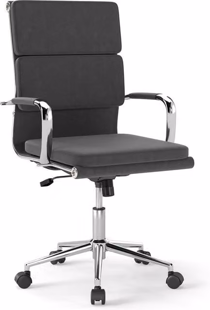 Costway Grey Ergonomic Fabric Swivel Office Chair with Headrest and Armrests
