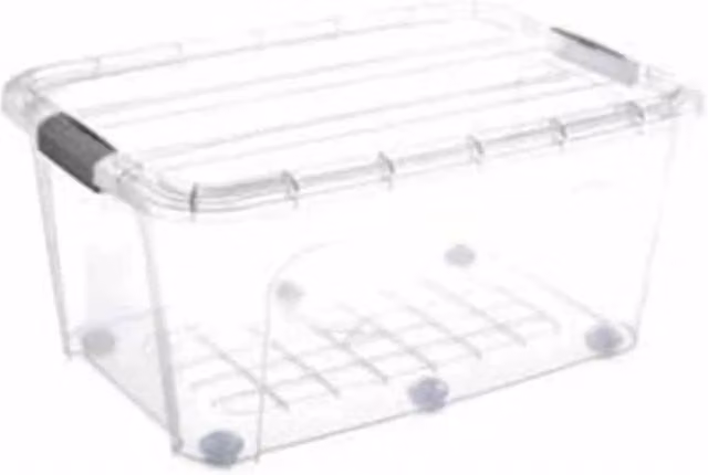 KDMD 75L Transparent Plastic Stackable Storage Box with Wheels and Click Lid – 1