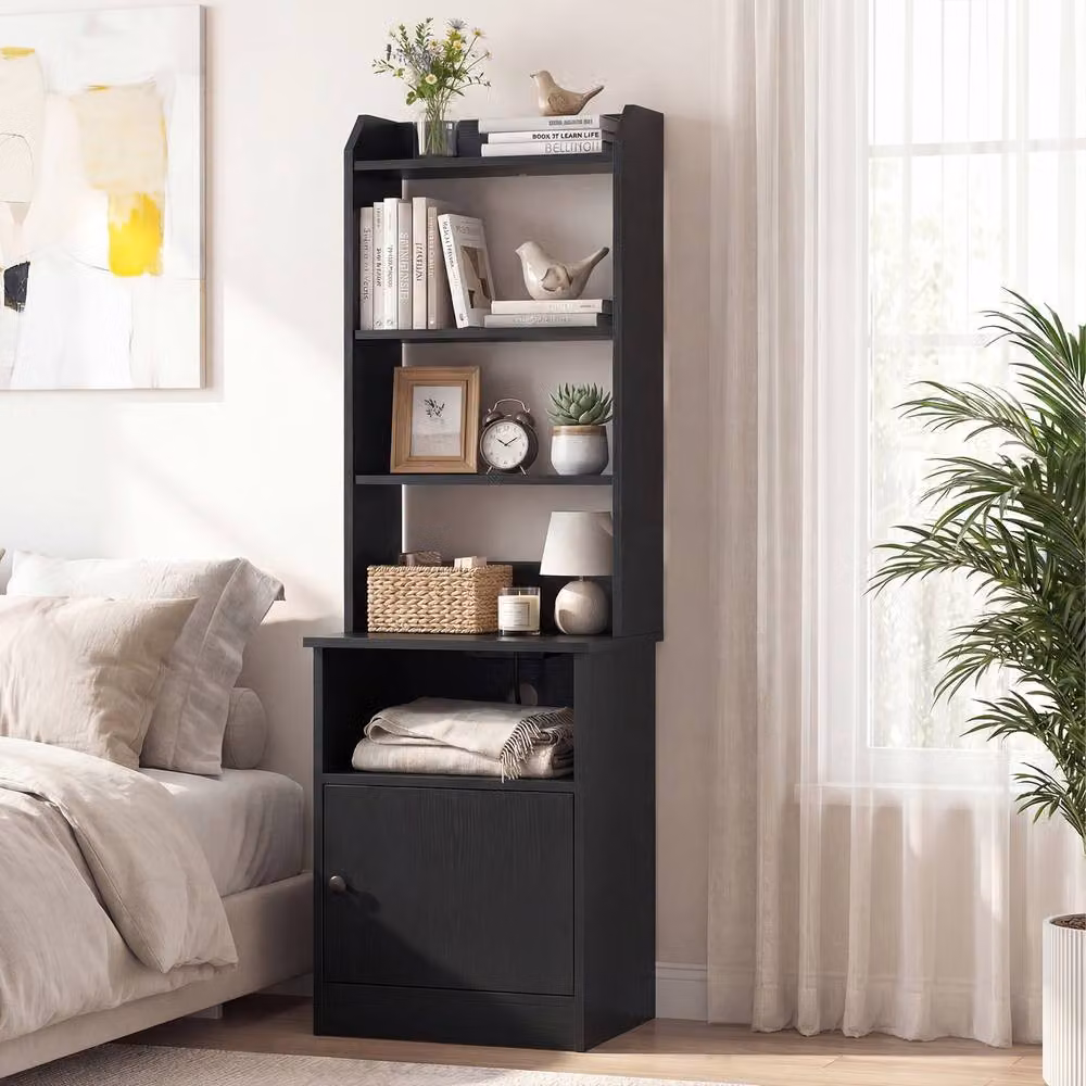 Costway 6-Tier Wooden Nightstand and Home Organiser Storage Cabinet in Black – 7