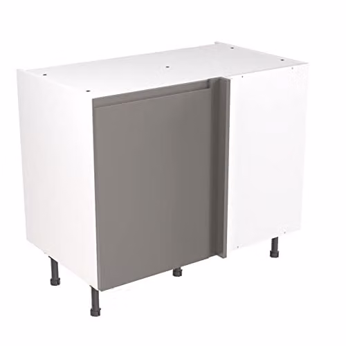 KITCHEN KIT Flatpack Blind Corner Base Cabinet with J-Pull Doors in Matt Dust Grey, W/D/H: 100 x 87 x 87 cm
