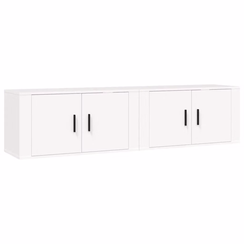 Berkfield Home Wall-mounted TV Cabinets, 2 Pack, White, W: 80 cm, D: 34.5 cm, H: 40 cm – 2