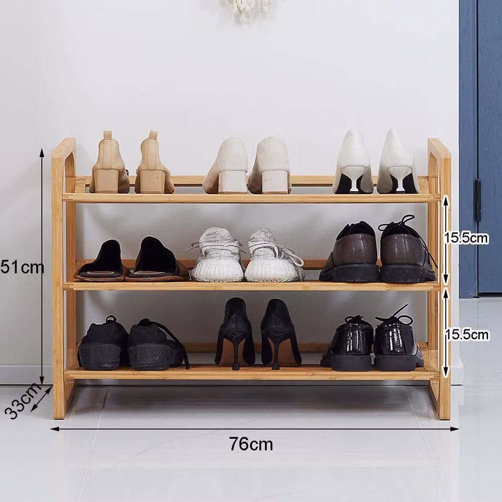 ERGOVEXA Natural 3-Tier Bamboo Shoe Rack in Brown – 2