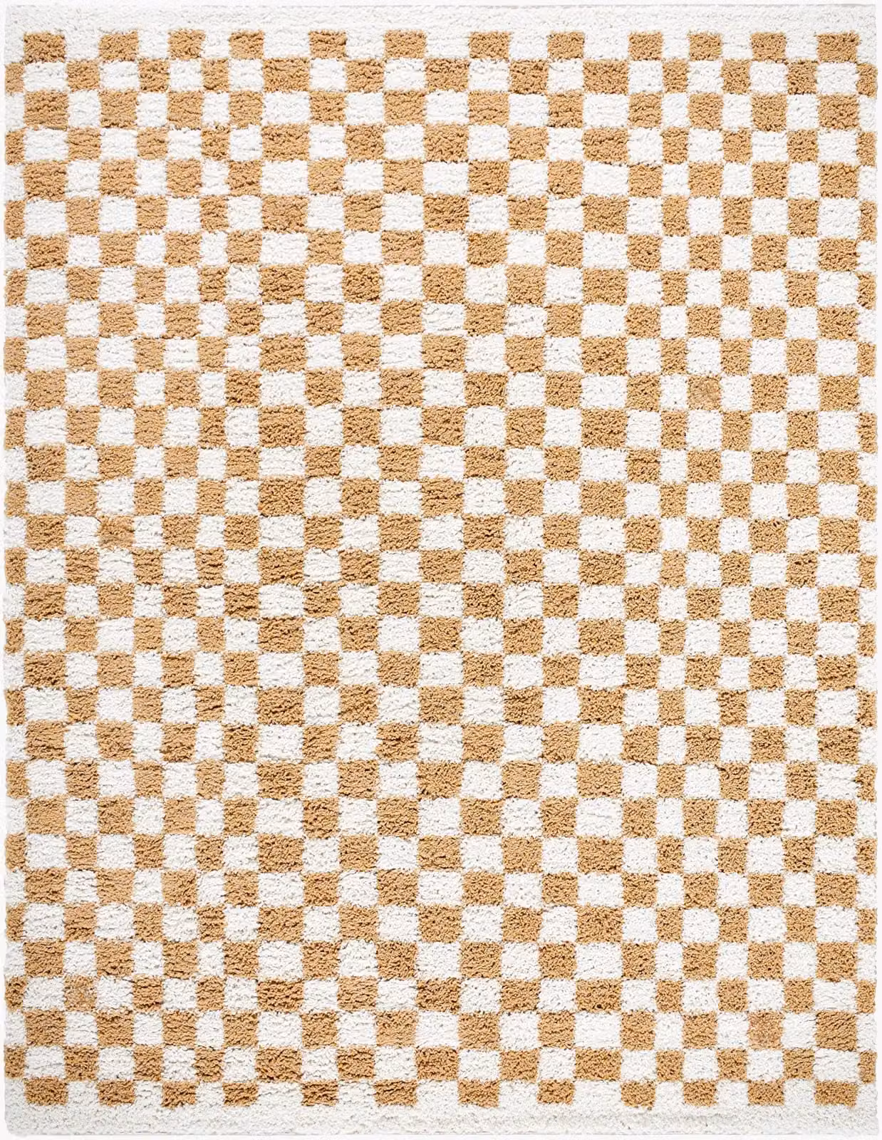 Livabliss Birmingham Checkerboard Soft Plush Pile Living Rug in Black, Grey, Brown and Yellow, W: 160 cm, L: 215 cm – 1